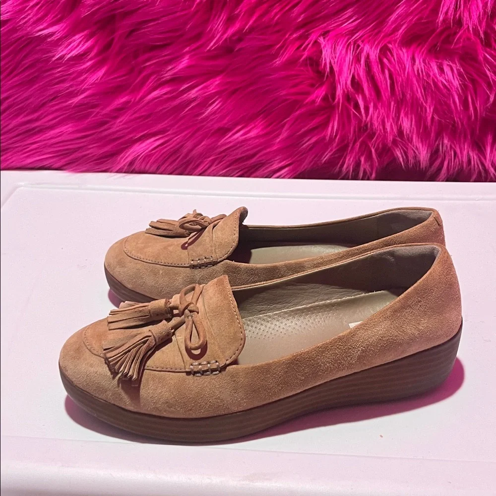 FitFlop Tan Suede Tassel Loafers for Women